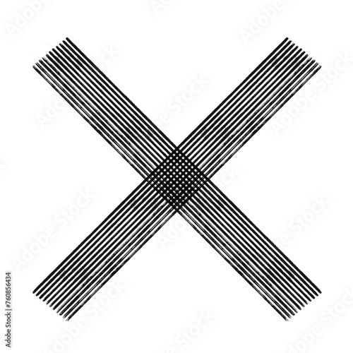 simbolo X con pennello pastello nero striato grunge su sfondo trasparente photo