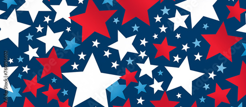 Red  white and blue stars and stripes pattern  illustration  banner.