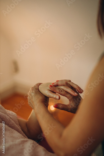 hand massage in a beauty salon