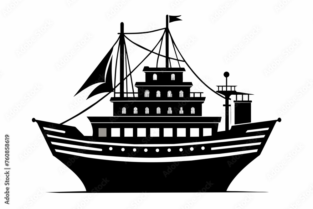 ship silhouette vector on white background. ship silhouette vector on white background.