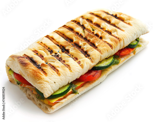 Lavash veggie panini with grilled vegetables and pesto