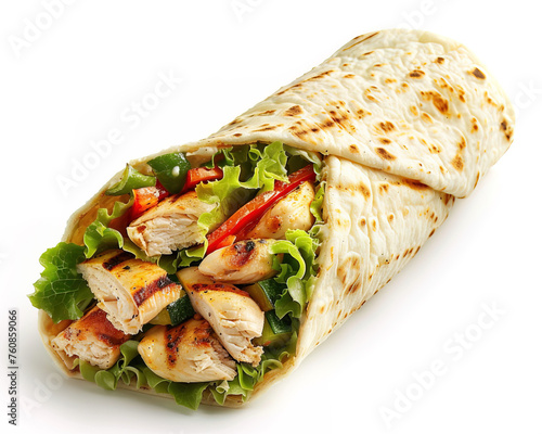 Lavash wrap with grilled chicken and vegetables