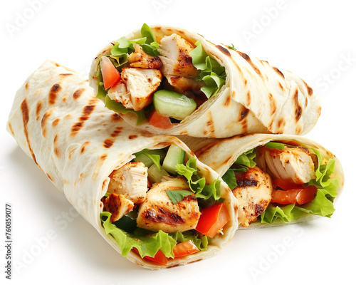 Lavash wrap with grilled chicken and vegetables