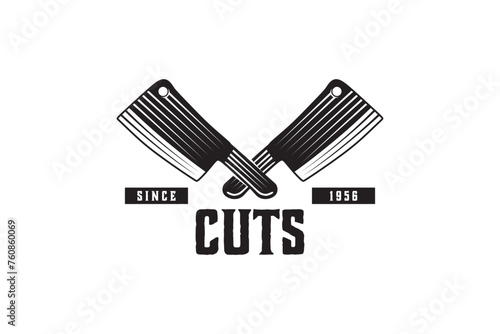 Vintage butcher meat, cut logo design Designs Inspiration Isolated on White Background
