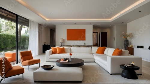 Interior modern room white sofa with pillow