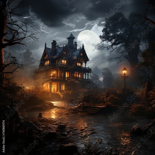 An old scary house on the night