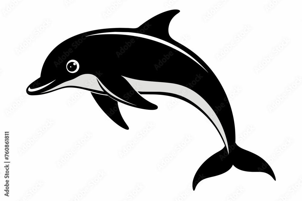 Fototapeta premium dolphin silhouette vector on white background.