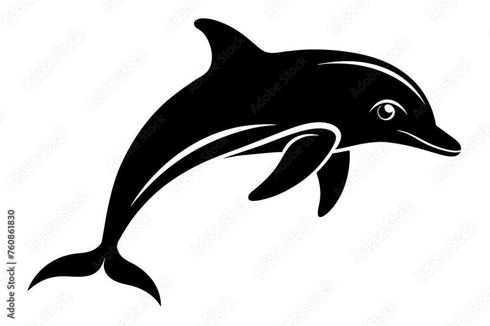 Obraz premium dolphin silhouette vector on white background.