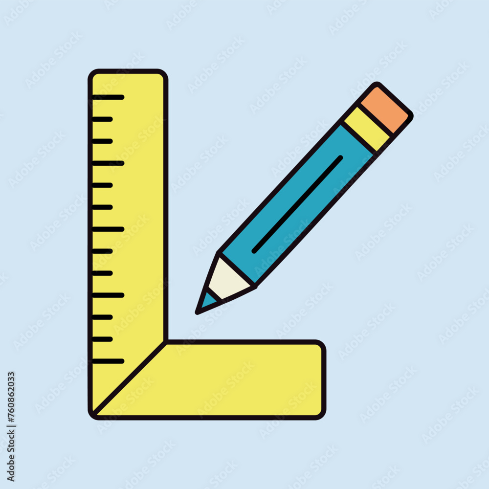 Carpenter square and pencil vector icon Carpenter square and pencil vector icon