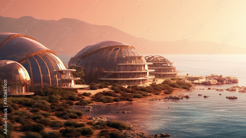Obraz premium 3D CG rendering of High tech buildings in cyberspace