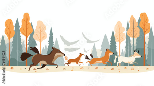 A whimsical scene of animals having a race in the f © zoni