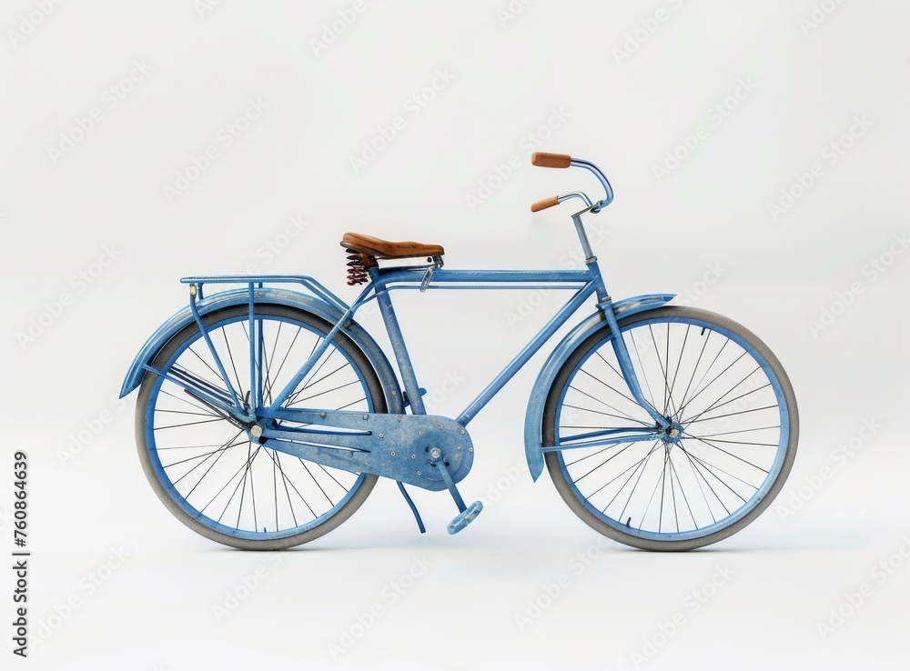 retro bicycle blue on white background isolated