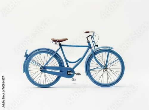 retro bicycle blue on white background isolated