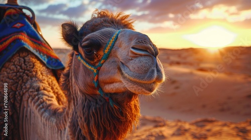 Camel head in the Arabian desert