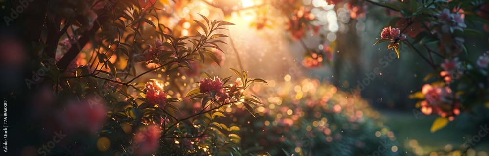 spring has come, beautiful blooming flowers in the early morning sun spring has come, beautiful blooming flowers in the early morning sun