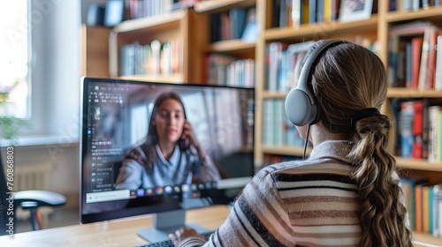 Engaged Learning: Online Tutor Conducting a Personalized Lesson Over Video Call