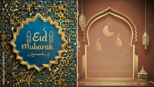 Eid Mubarak premium vector illustration with luxury design