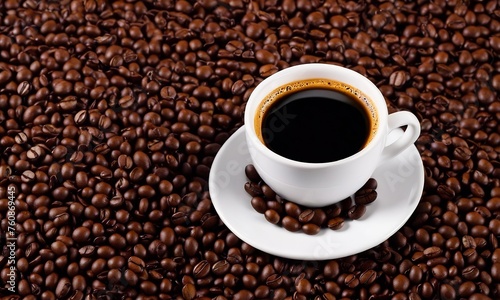 cup coffee beans  hot coffee  espresso coffee cup with beans  coffee bean background