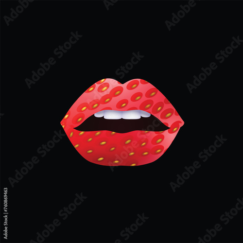 shirt print design illustration minimal art strawberry peel texture on lips graphics fabric