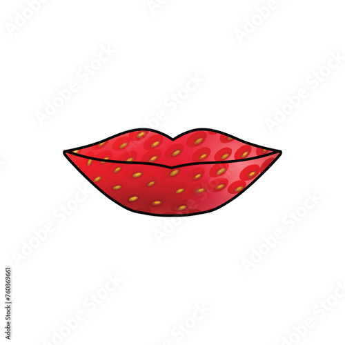 shirt print design illustration minimal art strawberry peel texture on lips graphics fabric