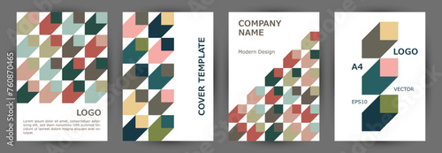 Business publication cover page mokup collection vector design. Minimalist style premium journal