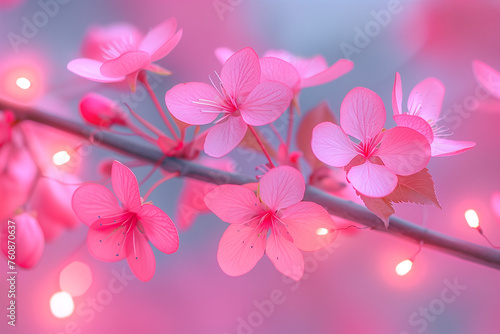 Spring Pink Cherry Blossoms with Twinkle lights © Kelly Cree