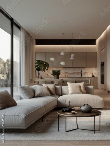 Modern Minimalist Living Room © Rabil