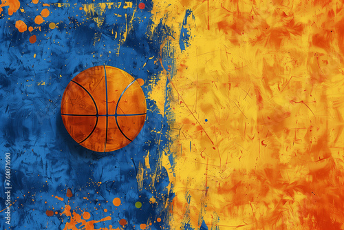 Basketball Background Blue and Gold Yellow Texture Paint Urban Grunge © Kelly Cree