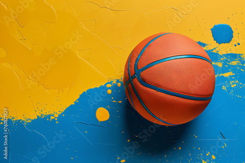 Basketball Background Blue and Gold Yellow Texture Paint Urban Grunge © Kelly Cree