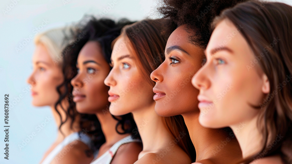 Group of diverse women standing in a row