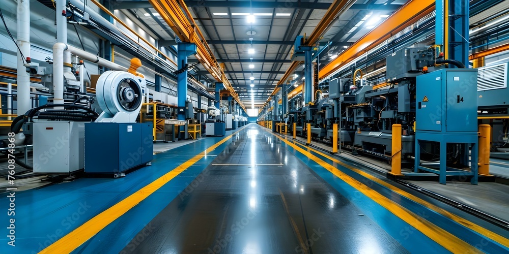 Manufacturing robots and technology in action at industrial facility . Concept Robotics, Manufacturing Technology, Industrial Automation, Factory Efficiency, Cutting-edge Machinery Manufacturing robots and technology in action at industrial facility . Concept Robotics, Manufacturing Technology, Industrial Automation, Factory Efficiency, Cutting-edge Machinery