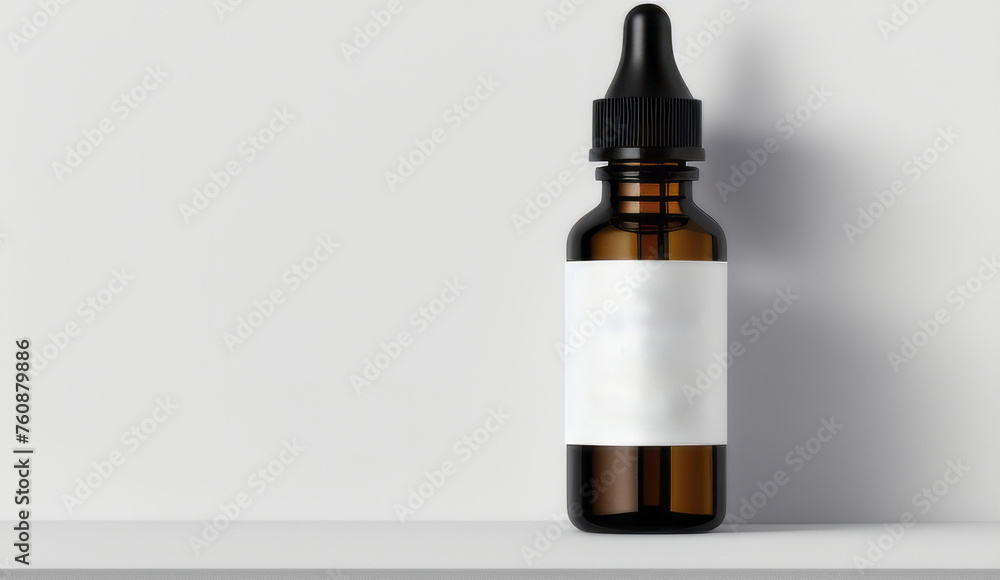 Amber vape liquid bottle with blank empty white label isolated background Amber vape liquid bottle with blank empty white label isolated background