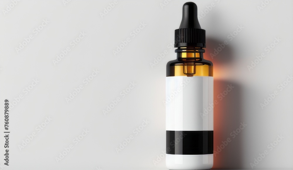 Amber vape liquid bottle with blank empty white label isolated background Amber vape liquid bottle with blank empty white label isolated background