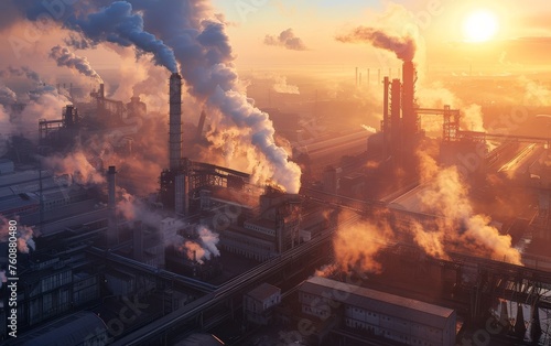 metallurgical plant smoke bad ecology top view