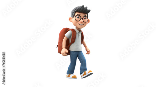 A boy with glasses and a backpack embarks on an exciting journey