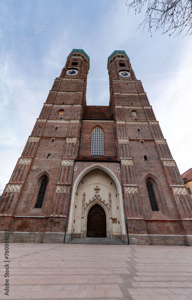 Exterior view of Frauenkirche, The Cathedral of Our Lady in Munich, Germany