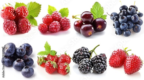 various types of berries isolated,generative ai, 