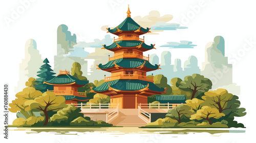 Ancient Chinese pagoda with traditional architectur