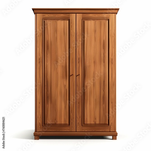 Vintage and Classic Wooden Wardrobe Isolated on White. Generative ai