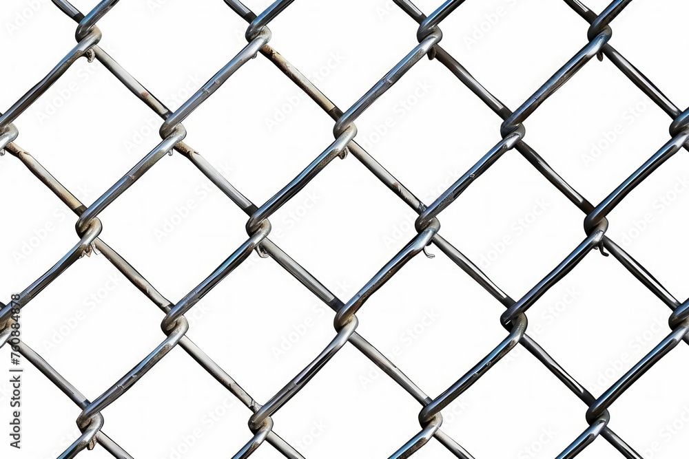 Fototapeta premium Isolated Chain Link Fence on White Background. Generative ai