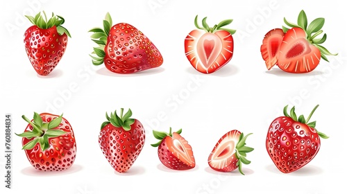 Collection strawberry. Strawberry isolate. Strawberries isolated on white background ,generative ai