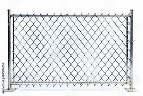 Isolated Chain Link Fence on White Background. Generative ai