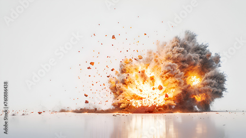Bomb, fire explosion isolated on white background