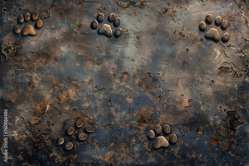rusty surface with animal tracks #760886486
