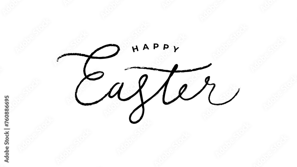 Happy Easter day calligraphy and brush pen lettering. Hand drawn holiday ink illustration. Isolated on white. Design for greeting card text, invitation, poster. Modern style typography background. - obrazy, fototapety, plakaty 