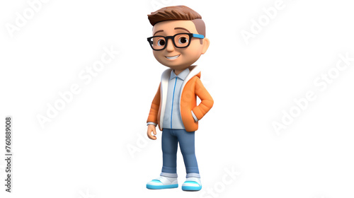 A quirky cartoon character wearing glasses and a vest in a whimsical setting photo