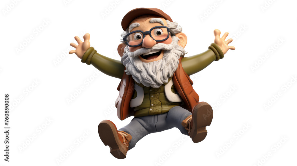 A playful cartoon character is joyfully leaping through the air A playful cartoon character is joyfully leaping through the air