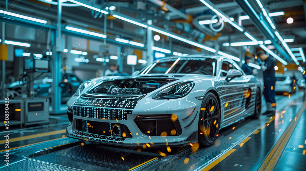Modern car production in a factory Modern car production in a factory
