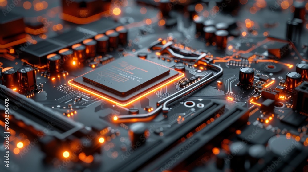 microcircuit Electronic circuit board close up.