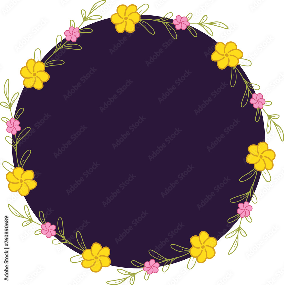 elegant flowers wreath, vector flower border frame 